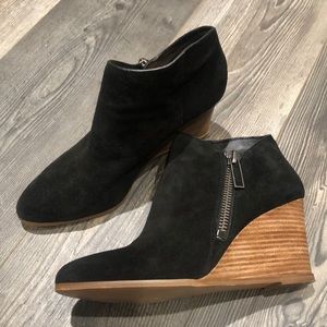 1.State black suede wedge ankle booty - like new!